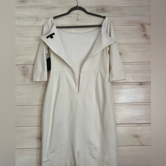 Boston Proper Ivory Knit Off The Shoulder 3/4 Sleeve Dress Size Medium Cruise - Picture 2 of 13